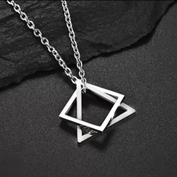 Geometric Hollow Triangular Chain Pendant Necklace Men/Women - Picture 14 of 16